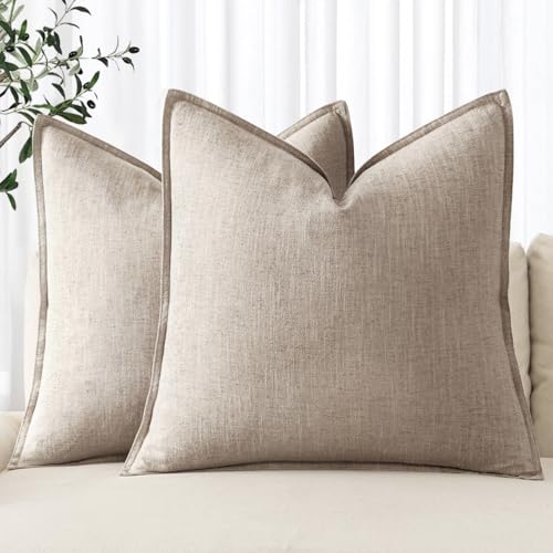 Decorative Linen Pillow Covers 18x18 Inch Natural Linen (Natural Linen / 18" x 18" (Pack of 2))