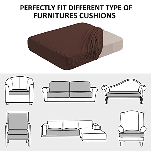 Water Repellent Sofa Cushion Covers Jacquard High Stretch Fabric Furniture Protector for Living Room (Small / Chocolate)