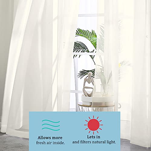 Sheer Curtains 108" inches Long (Ivory / 42"W x 108"L (Pack of 2))