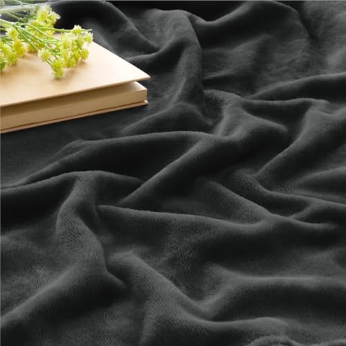 Fleece Blanket Soft Plush Throw for Couch Charcoal Grey 50"x70" (Charcoal Grey / Throw XL(50"x70"))