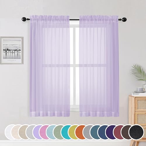 Light Purple Sheer Curtains 54 Inch Length 2 Panels Set (Lavender / 42"W x 54"L (Pack of 2))