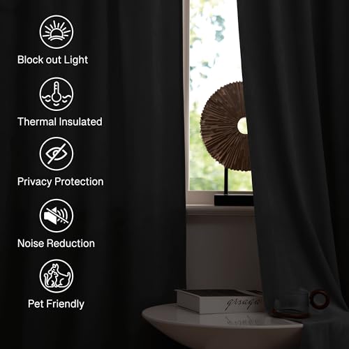 Grey Velvet Kitchen Curtains 63 inch Length Rod Pocket (Neutral Series - Grey / 52"W x 63"L (Pack of 2))