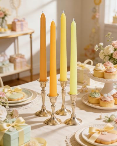 Taper Candles 10 Inch Yellow 12 Pack Unscented (Yellow / 10 Inch-12 Count)