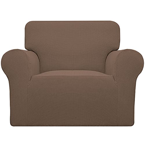 Stretch Chair Slipcover with Arm Washable Brown (Small Chair / Brown)