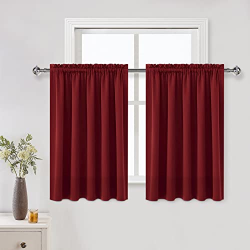 Short Blackout Curtains 60 x 36 Inch Long for Kitchen RV Bunk Burgundy (Burgundy / 60"W x 36"L (Pack of 2))