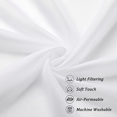 Sheer White Curtains 24 Inch Length Set (White / 42"W x 24"L (Pack of 2))