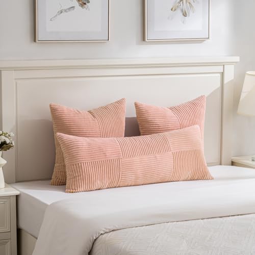 2 Packs Peach Big Decorative Throw Pillow Covers 24x24 Inch for Couch Bed Sofa (Peach / 24" x 24" (Pack of 2))