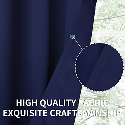 Navy Blue Blackout Curtains for Bedroom 45 Inch Long (Navy / 52"W x 45"L (Pack of 2))
