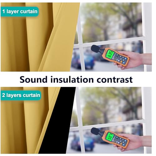 100% Blackout Curtains with Black Liners (Bright Yellow / 46"W x 54"L (Pack of 2))