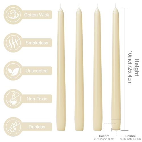 10 Inch Ivory Taper Candles (48-Ivory / 48Pcs)