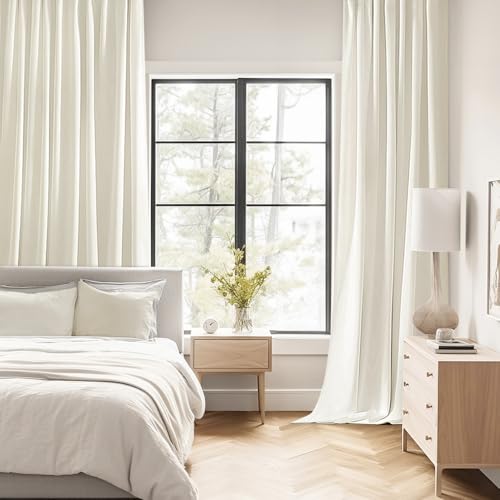 Cream Back Tab Blackout Curtains 52x108 Inch Long 2 Panels Set (Cream / 52"W x 108"L (Pack of 2))