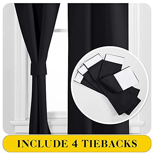 Black Blackout Curtains with Attached Valance (Jet Black / 52"W x 45"L (Pack of 2))