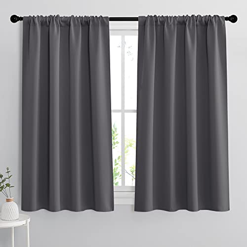 Blackout Curtains for Bedroom Living Room Nursery 63 inches Long (Grey / 34"W x 63"L (Pack of 2))
