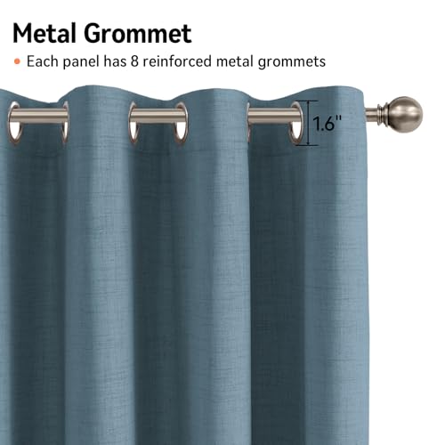100% Blackout Linen Curtains 72 Inch Long 2 Panels Set (Glacier | Stone Blue / 50"W x 72"L (Pack of 2))