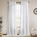 Linen White Curtains 96 Inches Long 2 Panels Set Back Tab Rod Pocket Semi Sheer Light Filtering Window Curtain Drapes Neutral Modern Aesthetic Long Curtains for Living Room Bedroom Decor 40x96 (40"W x 96"L (Pack of 2) / White)