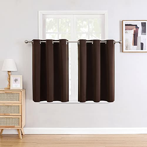 Small Blackout Curtains for Kitchen and Bedroom 36 Inches Long (52"W x 36"L (Pack of 2) / Brown)