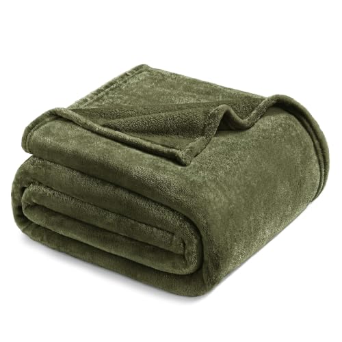 Soft Fleece Blanket King Size for Bed (Olive Green / King (104" x 90"))