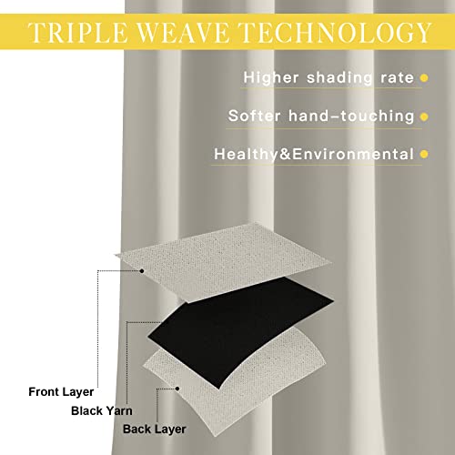 Blackout Patio Curtains 100 x 144 Inches Long for Sliding Door Extral Wide Blackout Curtain Panels Thermal Insulated Room Divider (Natural / 100"W x 144"L (Pack of 1))