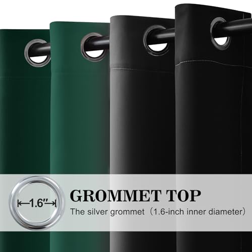 Dark Green Black Ombre Curtains 52x54Inche Long 2 (52"W x 54"L (Pack of 2) / Dark Green and Black)