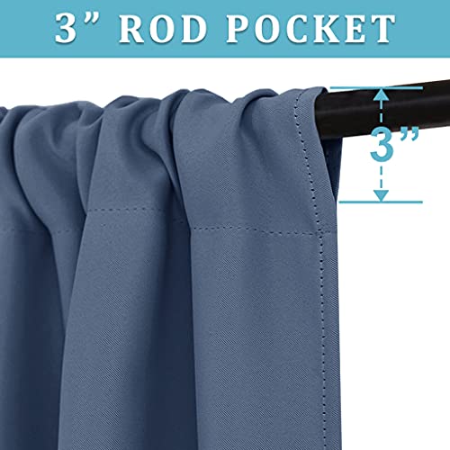 Short Blackout Curtains for Bedroom (Stone Blue / 42"W x 48"L (Pack of 2))