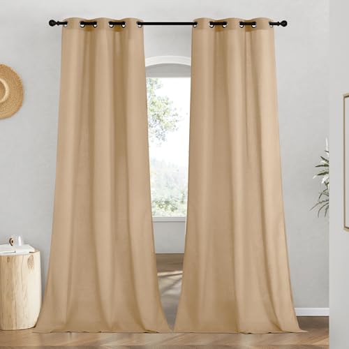Linen Burlap Window Curtains 84 inches Long (Burlap / 42"W x 84"L (Pack of 2))