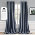 Stone Blue Back Tab Blackout Curtains 52x120 Inch Long 2 Panels Set (Stone Blue / 52"W x 120"L (Pack of 2))