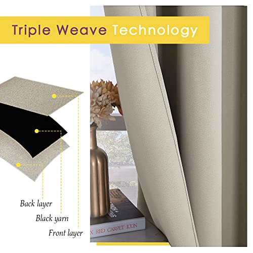 Thermal Insulated Narural Blackout Curtains for Bedroom (Natural / 70"W x 63"L (Pack of 2))