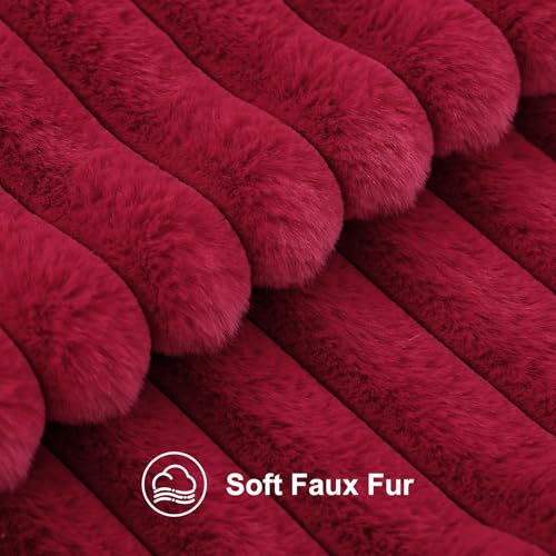 Fall Faux Fur Throw Pillow Covers 12x20 Set of 2 Burgundy (Burgundy / 20" x 12" (Pack of 2))