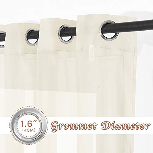 Sheer Curtain Panels 96 inch Cream Beige (Yellow Beige / 54"W x 96"L (Pack of 2))