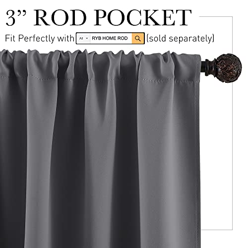 Blackout French Door Window Curtain Coverings (Grey / 29"W x 45"L (Pack of 2))