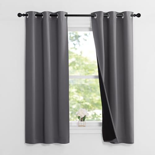 Grey Blackout Curtains for Bedroom 37" Wide x 60" Long 2 Panels (Grey / 37"W x 60"L (Pack of 2))