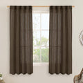 Linen Curtains 63 Inch Length 2 Panels for Bedroom Living Room (Dark Brown / 34"W x 63"L (Pack of 2))