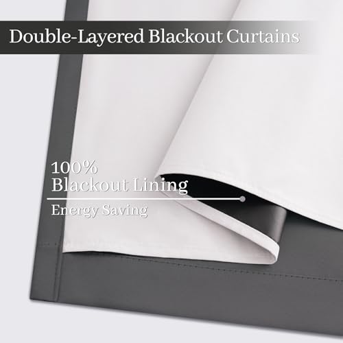 100% Blackout Curtains 52x84 inch Long Dove Grey Drapes (Dove Grey / 52"W x 84"L (Pack of 2))