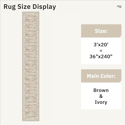 Washable 3x20 Hallway Runner Rug Non (Brown / 3' x 20' (Runner))