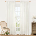 Linen Semi Sheer Curtains 84 inch Long for Living Room (Natural-1 / 52"W x 84"L (Pack of 2))