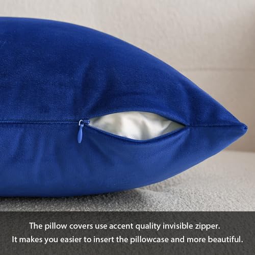 Velvet Throw Pillow Covers 20x20 Inch Pack of 2 Royal Blue (20" x 20" (Pack of 2) / Royal Blue)