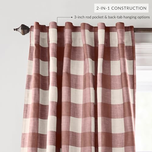 Grainger Buffalo Check Blackout Window Curtain (Red / 52"W x 95"L (Pack of 1))