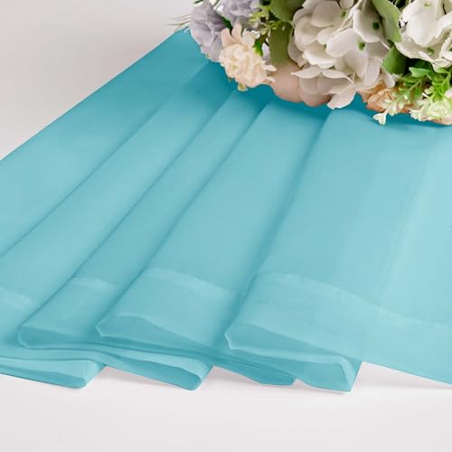 Short Aqua Sheer Curtains 36 Inch Length 2 Panels Set (Aqua / 42"W x 36"L (Pack of 2))