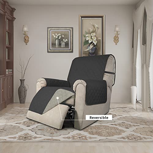 Reversible Couch Cover (Darkgray/Beige / Medium Recliner)