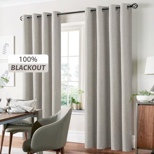 Oatmeal Linen Textured Curtains 96 Inches Long for Living Room (Linen Oatmeal / 52"W x 96"L (Pack of 2))