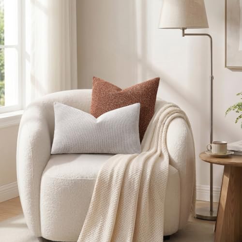 Textured Woven Throw Pillow Covers 22x22 Set of 2 Cream White (Cream White / 22" x 22" (Pack of 2))