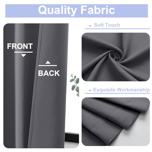 Ava Grey Blackout Curtains for Bedroom 96 Inches Long 2 Panels (Grey / 50"W x 96"L (Pack of 2))