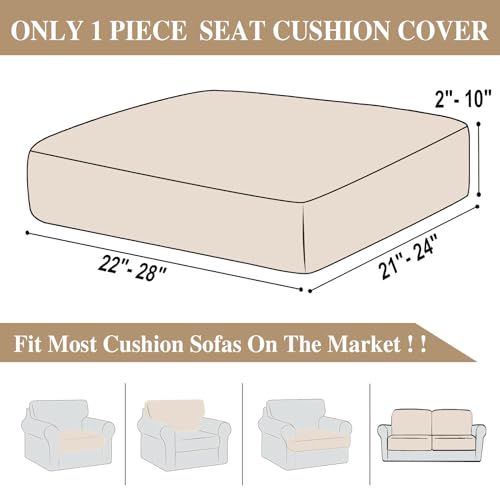 Couch Cushion Cover Seat Cushion Cover Stretch Armchair Cover Separate Sectional Sofa Slipcovers Furniture Protector (Natural / 1PC Seat Cover or Backrest)