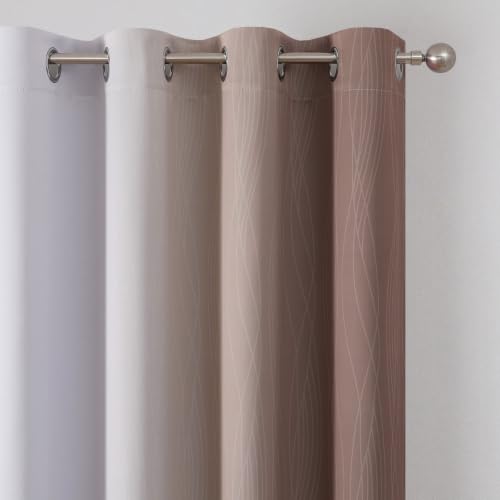 Taupe and Greyish White Ombre Blackout Curtains for Bedroom 54 Inches Long (Taupe and Greyish White / 52"W x 54"L (Pack of 2))