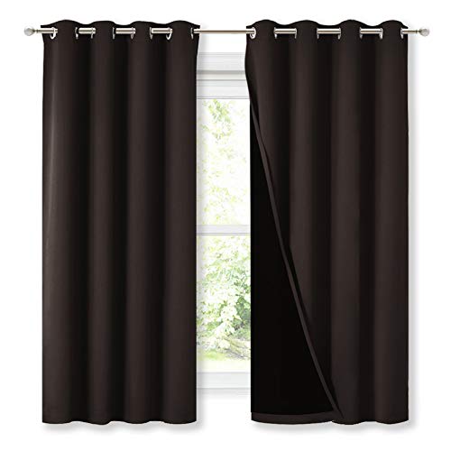 Complete 100% Blackout Curtains (Brown / 52"W x 63"L (Pack of 2))