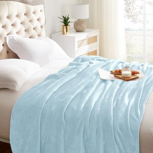 Fleece Blanket Mist Blue Lightweight Super Soft Cozy Fuzzy Bed Blankets Microfiber Factory Shop (Mist Blue / Throw(50"x60"))