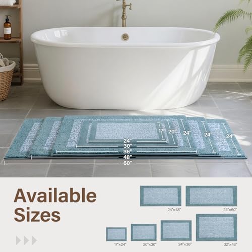 36x24 Bathroom Rugs Non Slip Washable (Dusty Blue / 2' x 3' (Rectangular))