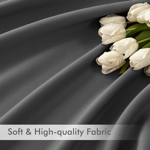 Grey Back Tab Blackout Curtains 52x120 Inch Long 2 Panels Set (Grey / 52"W x 120"L (Pack of 2))