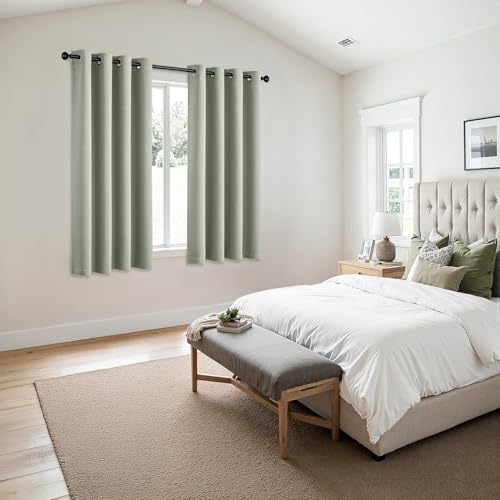 Blackout Curtains for Bedroom 2 Panels 50 x 63 Inch Long Sage Green (Sage Green / 50"W x 63"L (Pack of 2))
