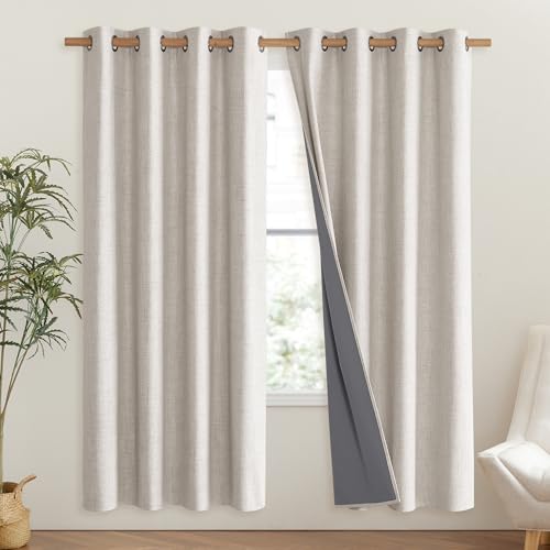 Brich Vintage Open Linen Weave Flax Thermal Curtains (52"W x 72"L (Pack of 2) / Brich)
